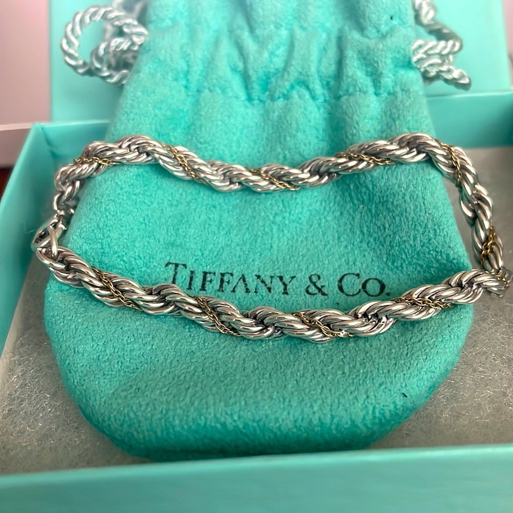 Tiffany’s sterling silver and 18k gold rope bracelet